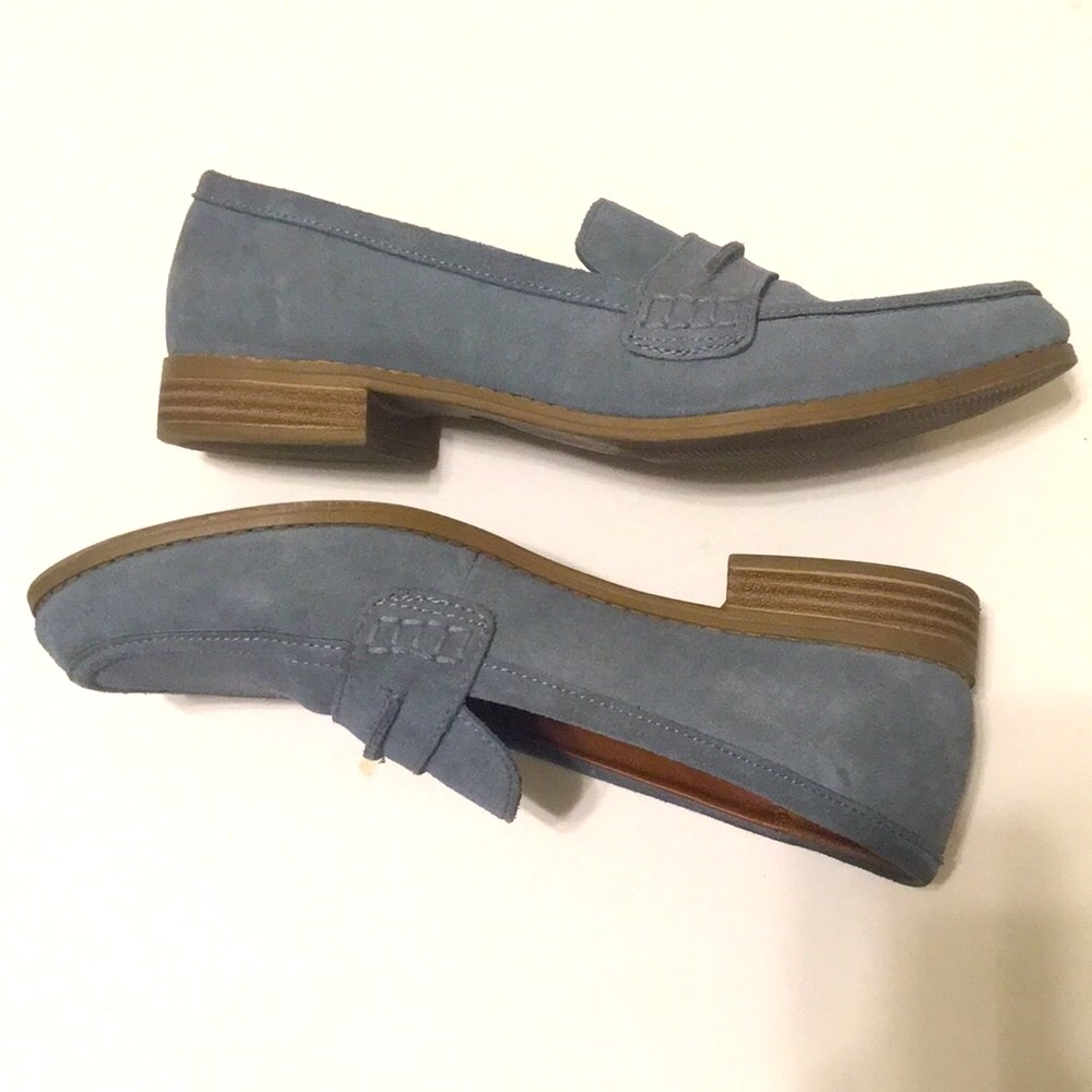 Light blue suede loafers